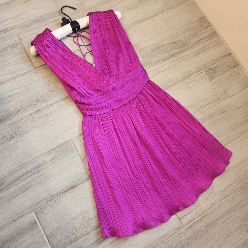 Steve Madden mini dress XS magenta pink Camilea pleated A-line party new $90 - Picture 8 of 15
